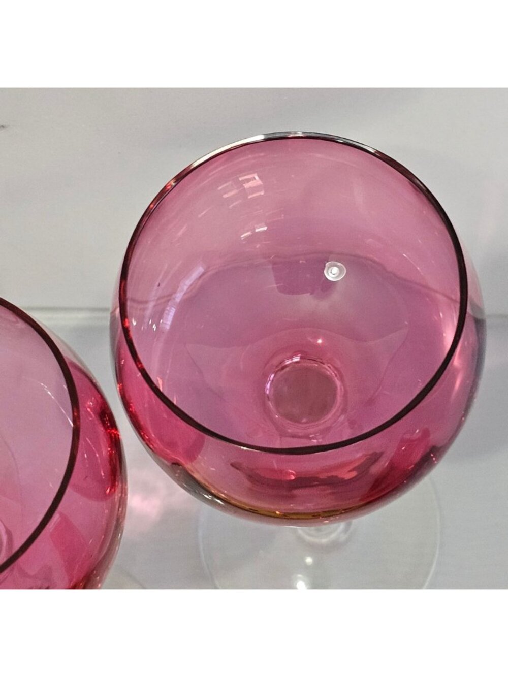 Cranberry Pink Wine Glasses Set/4 Mid Century Modern Vintage Cocktails Goblets F - Picture 6 of 9